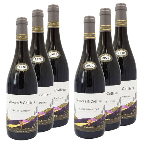 Lot 6x Vin Rouge Crozes Hermitage Monts Et Collines - Bouteille 750ml