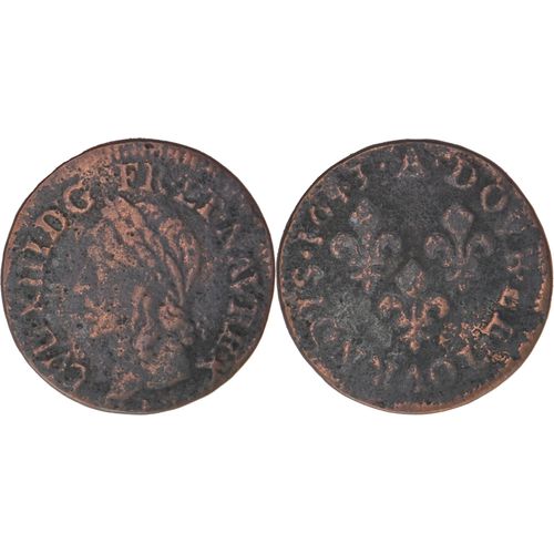 France - 1643 - Double Tournois - Corbeil (A) - Légende Latine - Louis Xiii - 09-057|Fs02e8