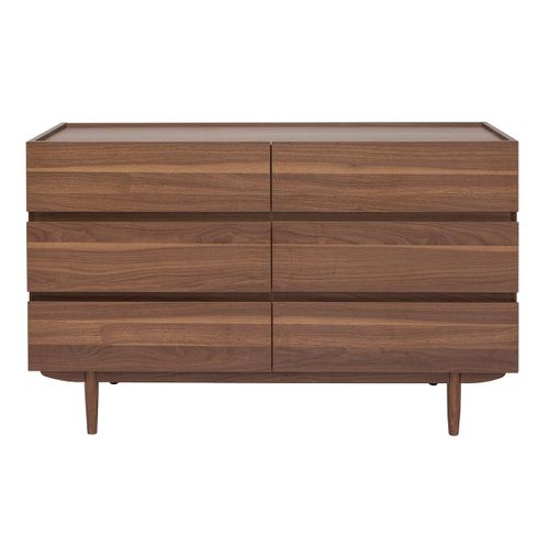 Commode 6 Tiroirs En Bois Fonc? L120 Cm Sanaa