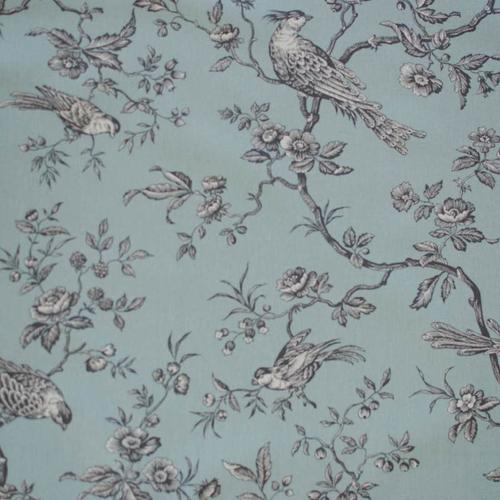 Toile De Jouy Mésange Gris/Bleu [Au Demi-Mètre]