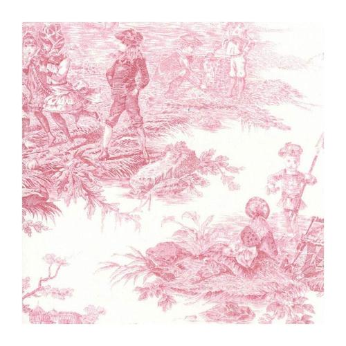 Toile De Jouy Coton Histoire D'eau Bordeaux (Rose) [Au Demi-Mètre]