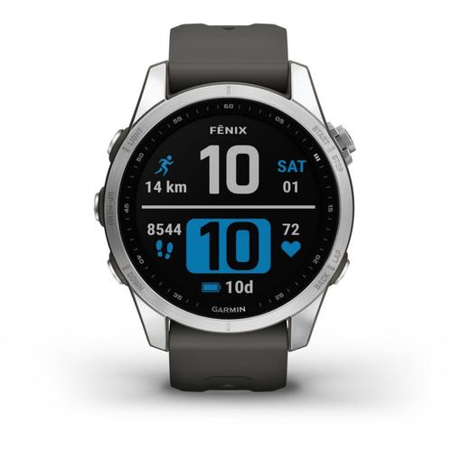 Garmin Fenix 7s - 42 Mm - Argent - Montre De Sport Avec Bracelet - Silicone - Graphite - Taille Du Poignet : 108-182 Mm - Affichage 1.2" - 16 Go - Bluetooth, Wi-Fi, Ant+ - 63 G