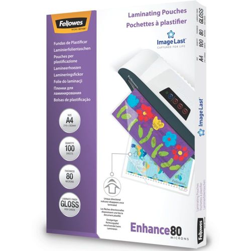 Fellowes - 80 microns 100 - A4 (210 x 297 mm) pochettes plastifiées