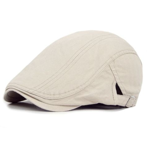 Béret Casquette Homme, Chapeau Plat Visière , Ajustable , Coton , Vintage , Été Printemps Automne / Beige