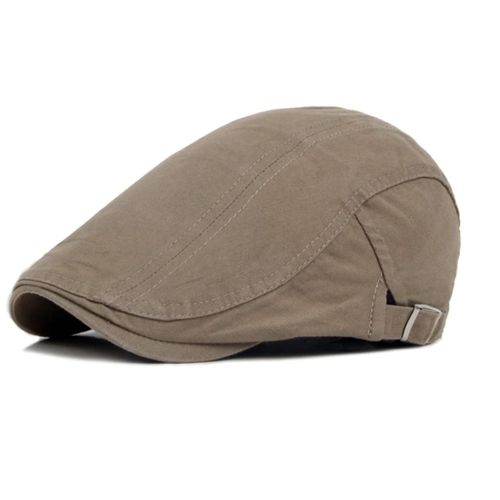 Béret Casquette Homme, Chapeau Plat Visière , Ajustable , Coton , Vintage , Été Printemps Automne / Marron Kaki Clair Beige