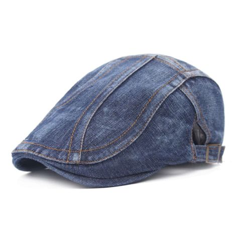 Béret Casquette Jean Bleu Denim Homme, Chapeau Plat , Ajustable , Visières, Casquette Vintage , Été Printemps Automne / Denim Jean Bleu Fonce