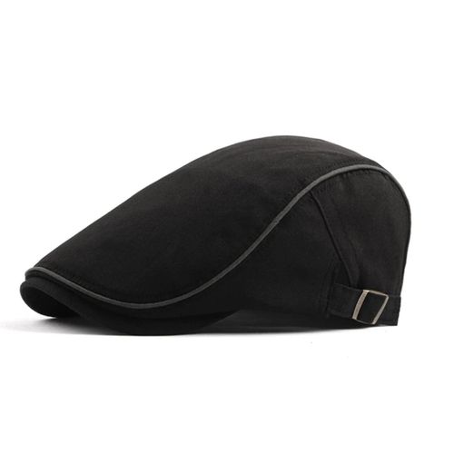 Béret Casquette Homme, Chapeau Plat Visière , Ajustable , Vintage , Été Printemps Automne / Noir Liseret Gris