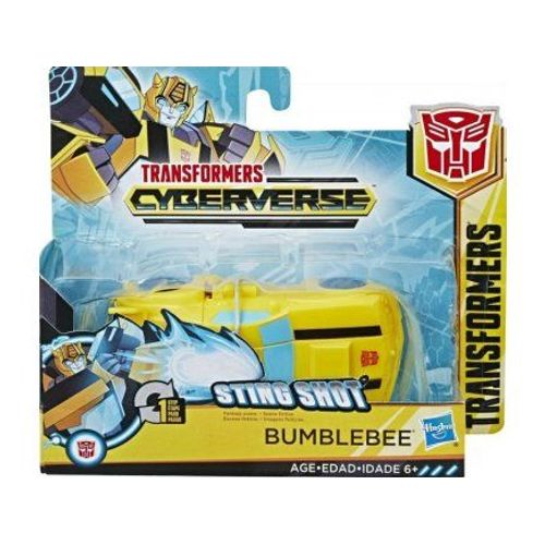 Coffret Transformers Cyberverse Bumblebee : Voiture Jaune String Shot 11 Cm - Set Robot Transformable Et 1 Carte Offerte - Nouveaute
