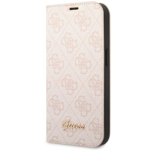 Etui Luxe Guess Logo 4g À Rabat Latéral Guess Rose Iphone 14 Pro-Max