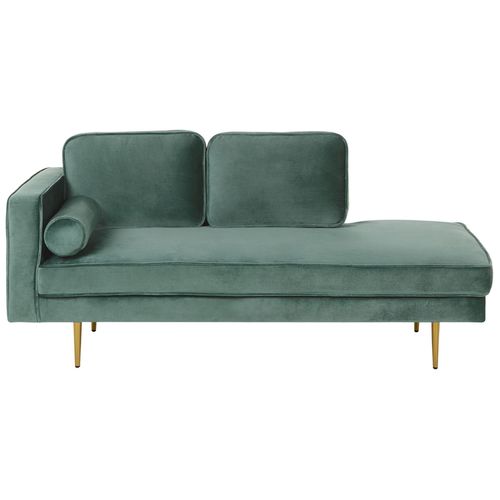 Chaise Longue En Velours Vert Menthe Côté Gauche Miramas