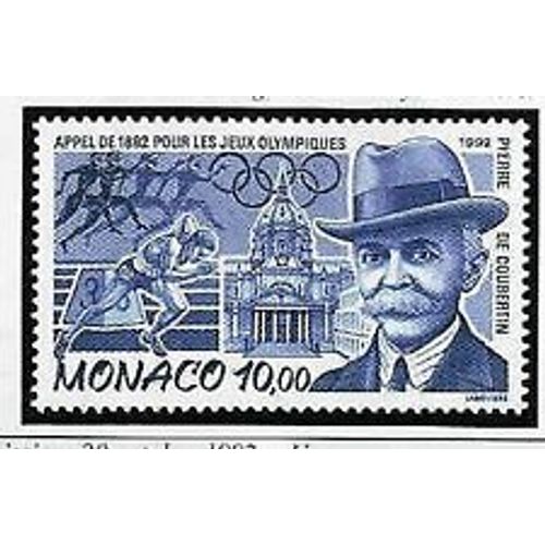 Monaco 1992 Yvert 1853 Neuf** Luxe - Pierre De Coubertin - Jeux Olympiques