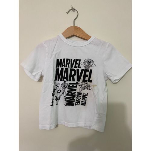 T-Shirt Blanc Marvel H&m 3/4 Ans - 98-104 Cm