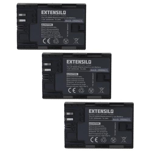 EXTENSILO 3x Batteries compatible avec Canon EOS 6D Mark II, 70D, 5DS R, 6D, 7D, 60Da, 60D appareil photo, reflex numérique (2250mAh, 7,2V, Li-ion)
