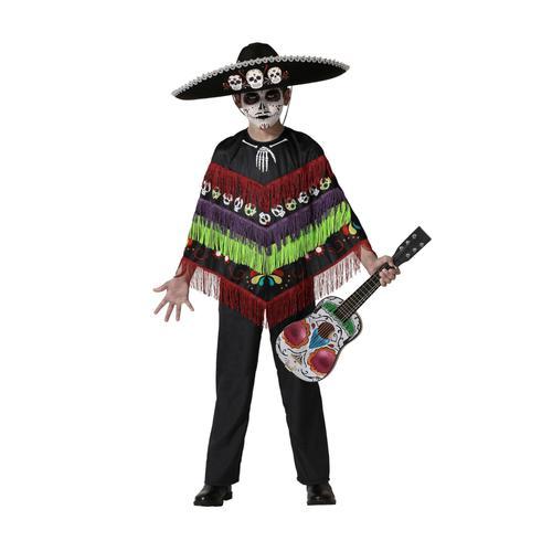 Déguisement Poncho Squelette Dia De Los Muertos Enfant - Taille: 3-4 Ans (98-115 Cm)