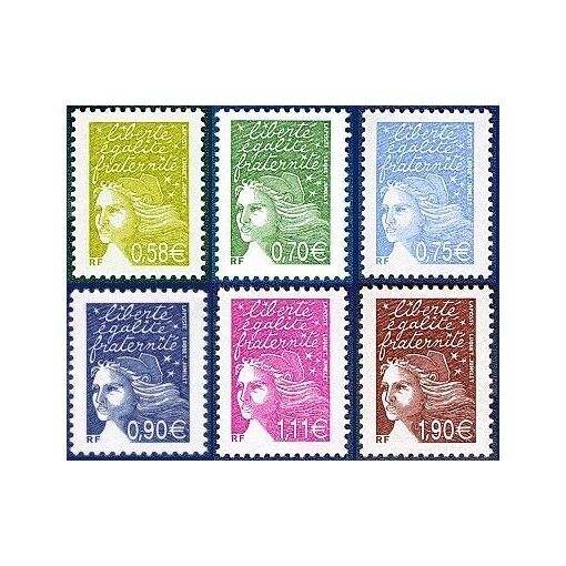 France 2003, Belle Serie Complete Neuve** Luxe Yvert 3570 3571 3572 3573 3574 3575, Marianne De Luquet, Ou Du 14 Juillet.