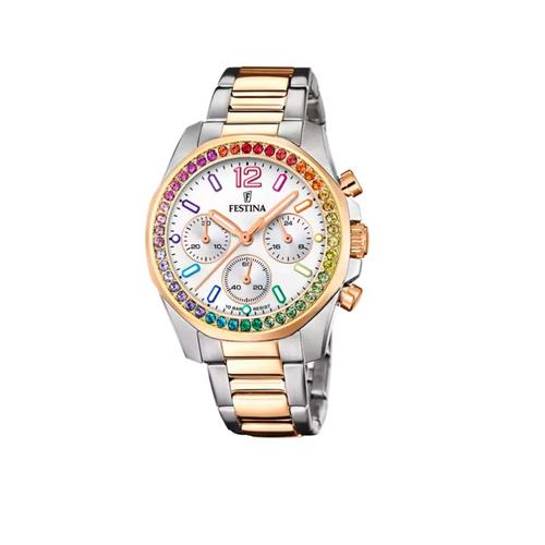 Festina Boyfriend Montre Chronographe Femme Acier Bicolore F20608/2