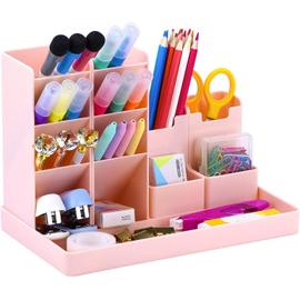 Enfants organisateur de bureau,Rangement bureau,Pot a Crayon bureau,Pot  rangement crayon pour l'école, le bureau et la salle de classe (Rose)