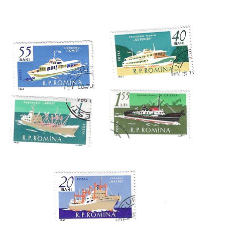 R.P. Romina - Navires - Lot De 5 Timbres Oblitérés