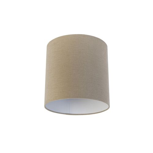 Qazqa Stoffen Lampenkap Lichtbruin 25/25/25 , Rond / Cylindrique