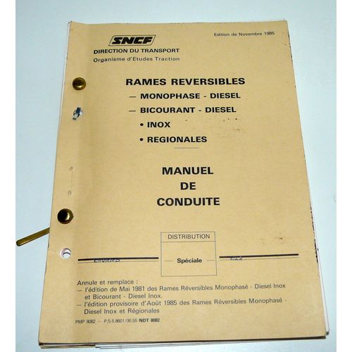 Sncf, Rames Réversibles, Monophasé Et Bicourant Diesel, Manuel De Conduite