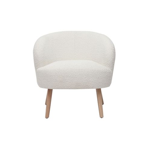 Fauteuil Scandinave En Tissu Effet Laine Boucl?E Et Bois Maggie
