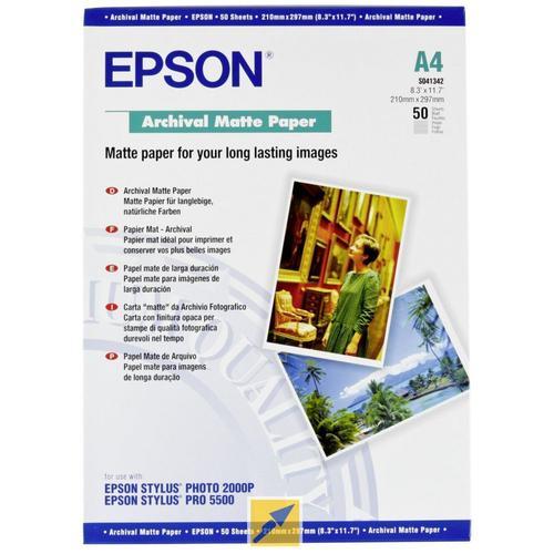 Epson Archival Matte Paper - Papier mat - A4 (210 x 297 mm) - 189 g/m² - 50 feuille(s) - pour Expression Home XP-245, 247, 342, 345, 442, 445 Expression Premium XP-540 SureColor P800
