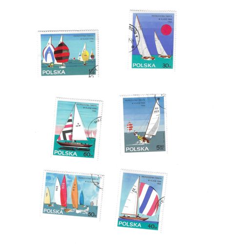 Polska - Pologne - Lot De 6 Timbres - Thème Sport Nautique