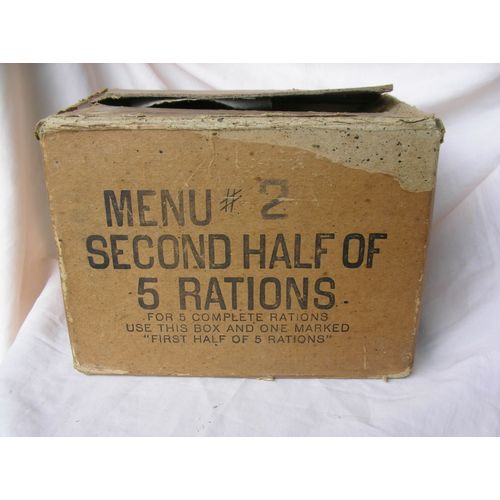 Ww2 Us Boïte En Carton Pour 5 Rations Américaine " Menu 2 " Daté Fev.1945