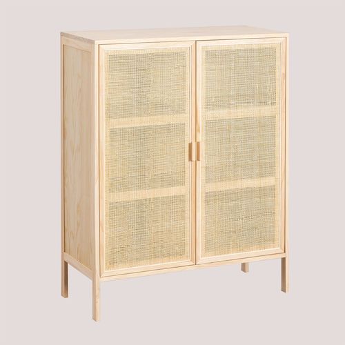 Buffet 2 Portes En Rotin Et Bois Reyna Marron Bois Naturel