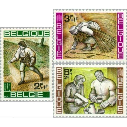 Belgique 1963, Campagne Mondiale Contre La Faim, Très Belle Serie Neuve** Luxe Yvert 1243 1244 Semailles Et Recolte Par Breughel Et 1245 Le Pain Par Anto Carte.