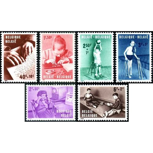 Belgique 1962, Très Belle Serie Complete Neuve** Luxe Timbres Yvert 1225 À 1230, Au Profit Des Institutions Pour Enfants Handicapes.