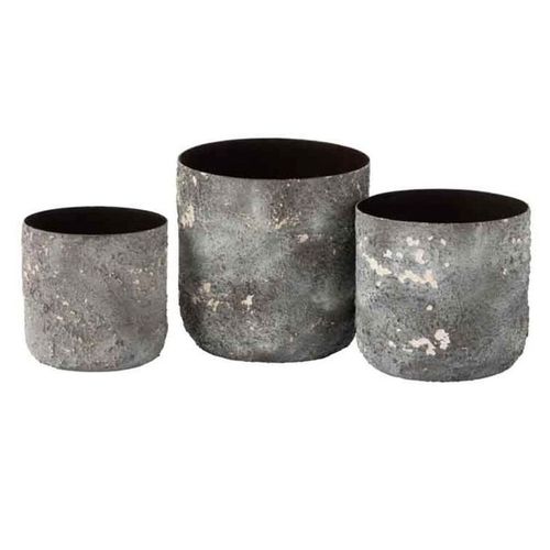 Paris Prix - Lot De 3 Cache-Pots En Métal "Effy" 18cm Gris