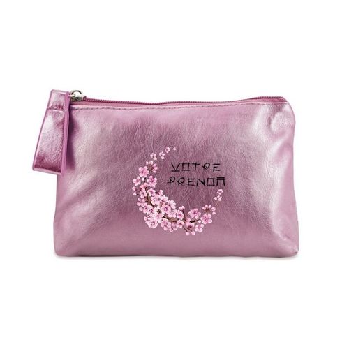 Porte monnaie rose pochette fleur de cerisier