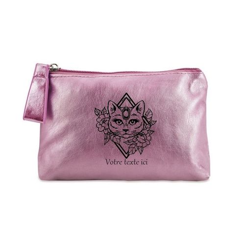 Porte monnaie rose pochette chat et feur