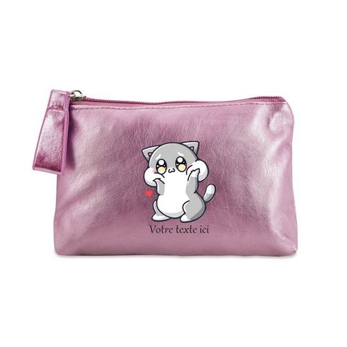 Porte monnaie rose pochette chat style kawaii