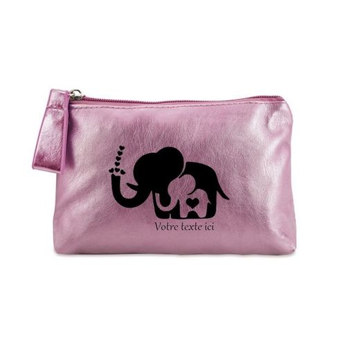Porte monnaie rose pochette elephant et maman