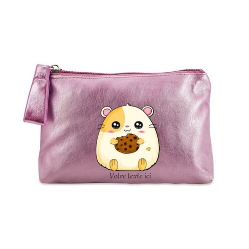 Porte monnaie rose pochette hamster facon kawaii