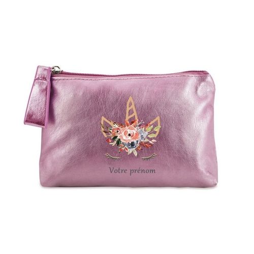 Porte monnaie rose pochette licorne eyes