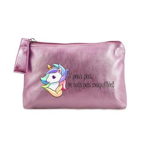 Porte monnaie rose pochette licorne makeup