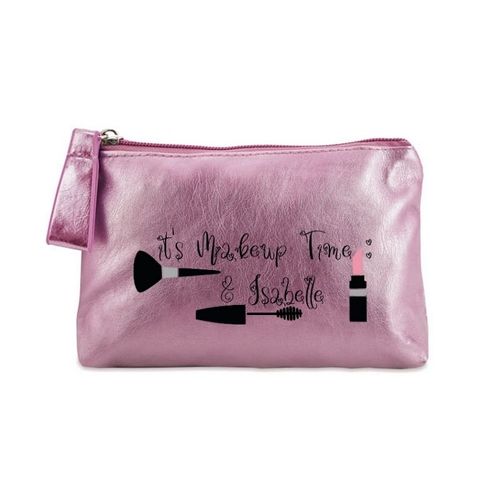 Porte monnaie rose pochette makeup time