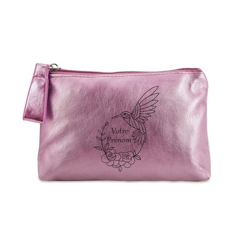 Porte monnaie rose pochette oiseau line art