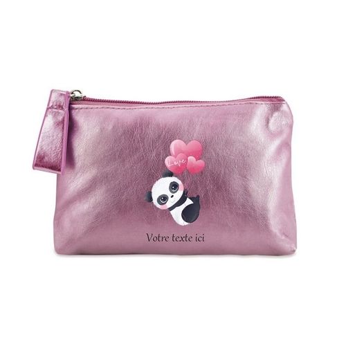 Porte monnaie rose pochette panda et ballon