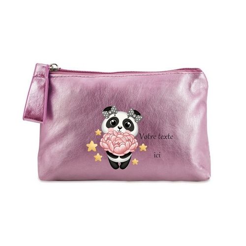 Porte monnaie rose pochette panda et etoile