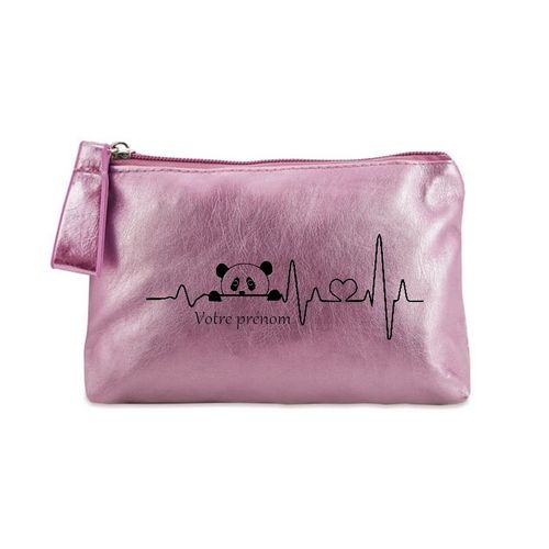 Porte monnaie rose pochette panda heartbeat