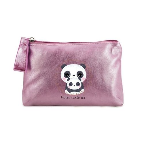 Porte monnaie rose pochette panda et maman