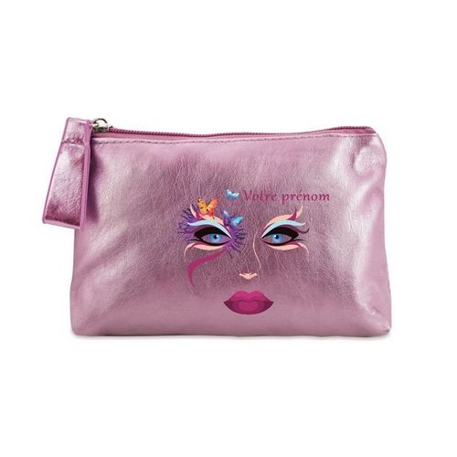 Porte monnaie rose pochette visage style makeup