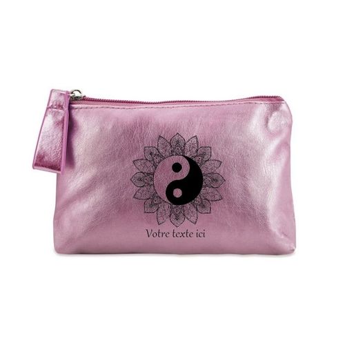 Porte monnaie rose pochette yin yang mandala