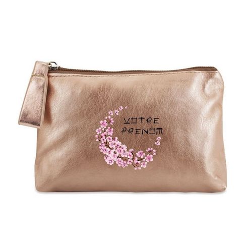Porte monnaie dore pochette fleur de cerisier