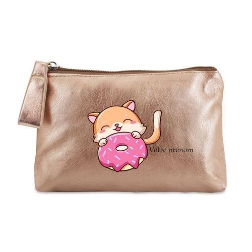Porte monnaie dore pochette chat et donut