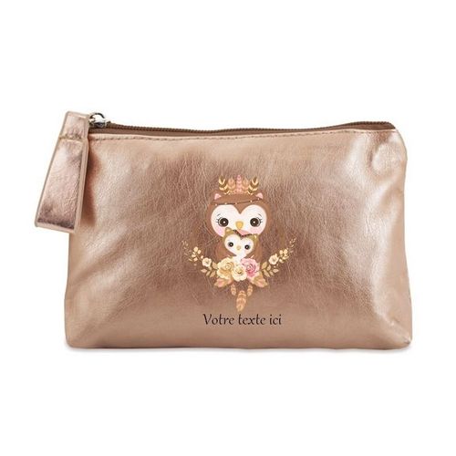 Porte monnaie dore pochette chouette maman
